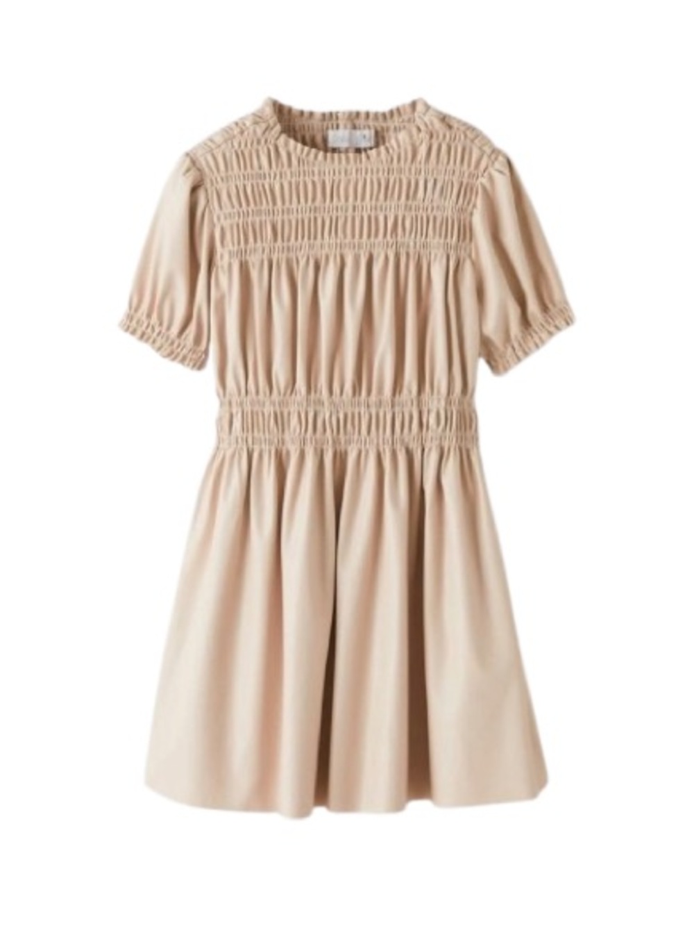 Zara Faux Leather Elasticized Ruched Girls Dress Size 13/14 Cream